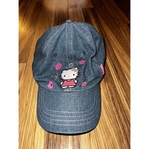 Hello Kitty Sanrio Denim Adjustable Hat Cap‎ Girls Sz  7 - 14 Vintage VTG 2003